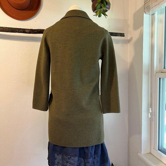 J. Crew Olive Green Merino Wool Open Style 3/4 Sleeve Cardigan Jacket Size XXS - Picture 6 of 13